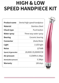 Professional Dental Handpiece Kit with LED and Water Spray