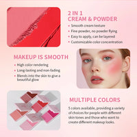 2-in-1 Cream and Powder Long-Lasting Blush Palette