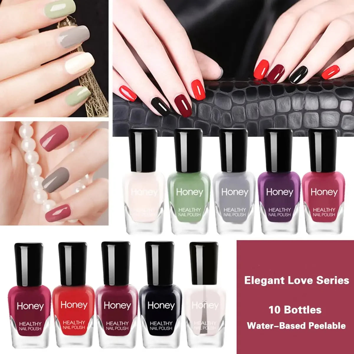 10-Piece Quick-Dry Peelable Nail Polish Set - 25