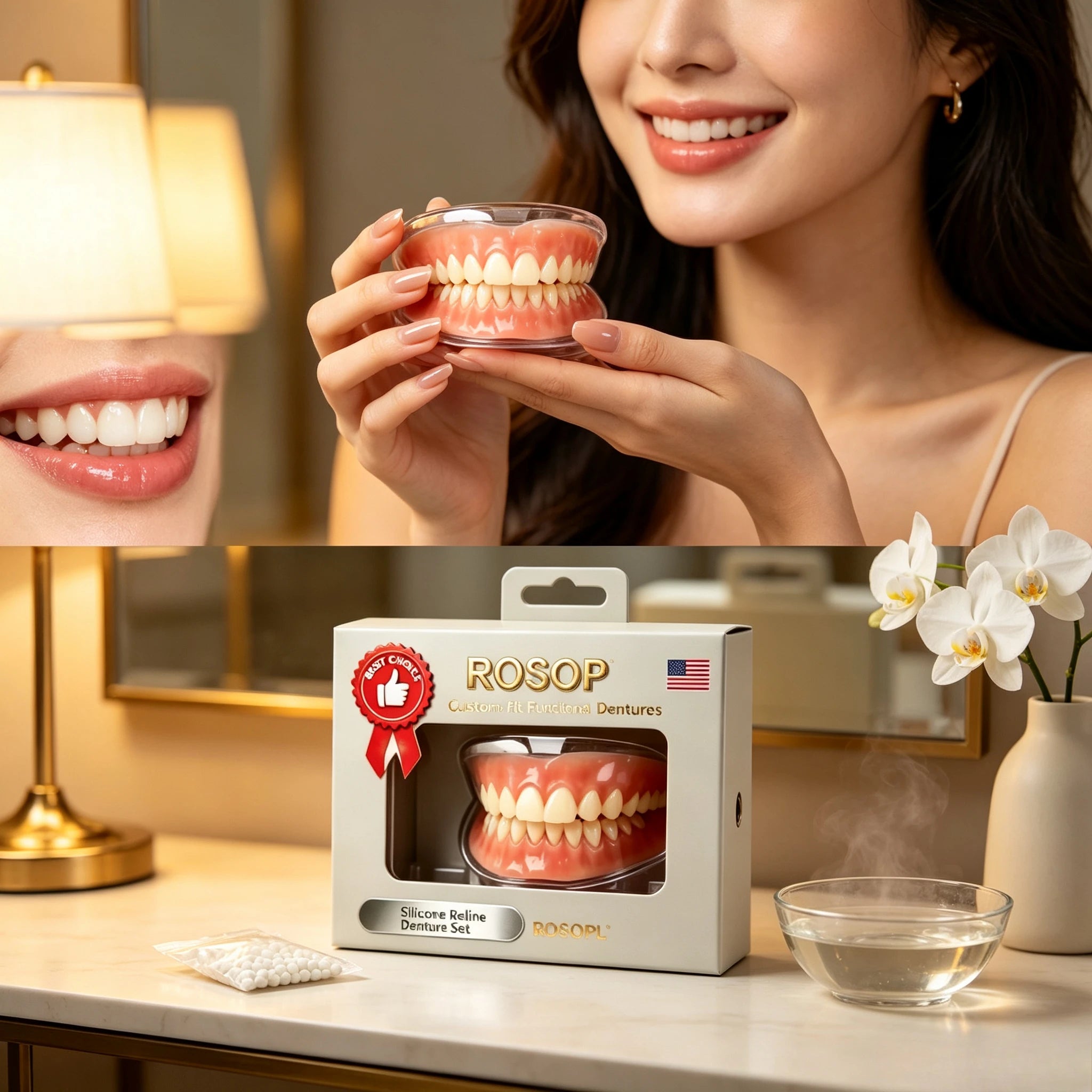 Comfort Fit Silicone Denture Set for Natural Looking Smile - 1