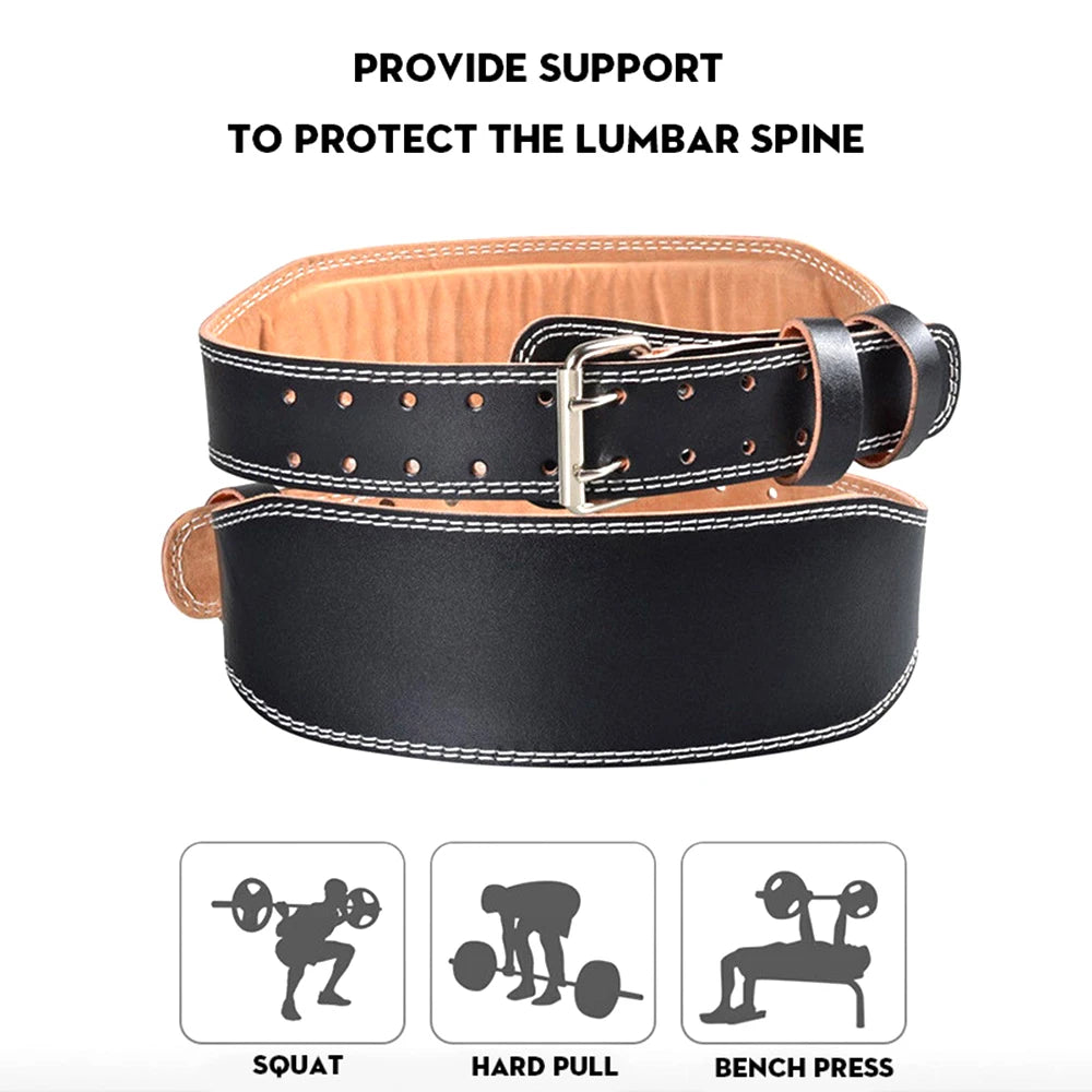 Adjustable Leather Weightlifting Belt for Back Support - 8