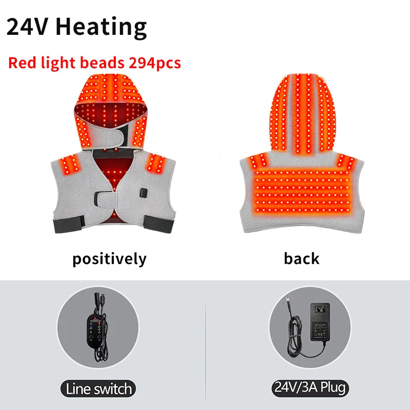 Red Light Therapy Heating Shoulder & Neck Wrap Massager - 16