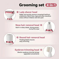 4-in-1 Rechargeable Electric Lady Shaver for Face and Body