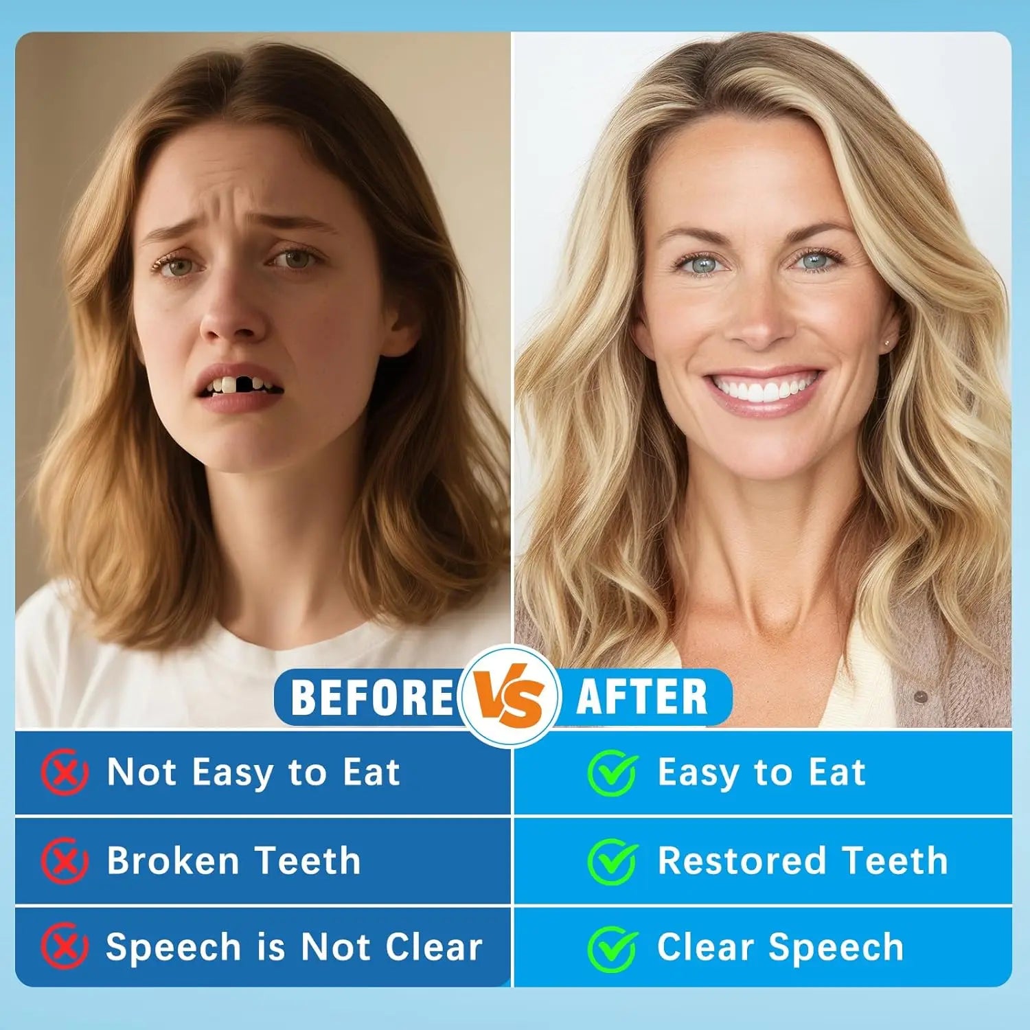 Comfort Fit Realistic Silicone Cosmetic Dentures - 5