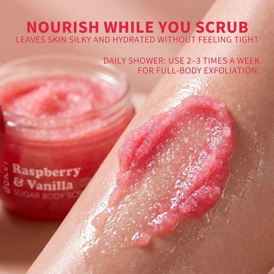 Raspberry Vanilla Sugar Body Scrub for Smooth Glowing Skin - 11