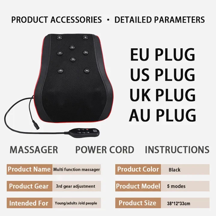 Electric Heated Shiatsu Neck and Back Massage Pillow - 31