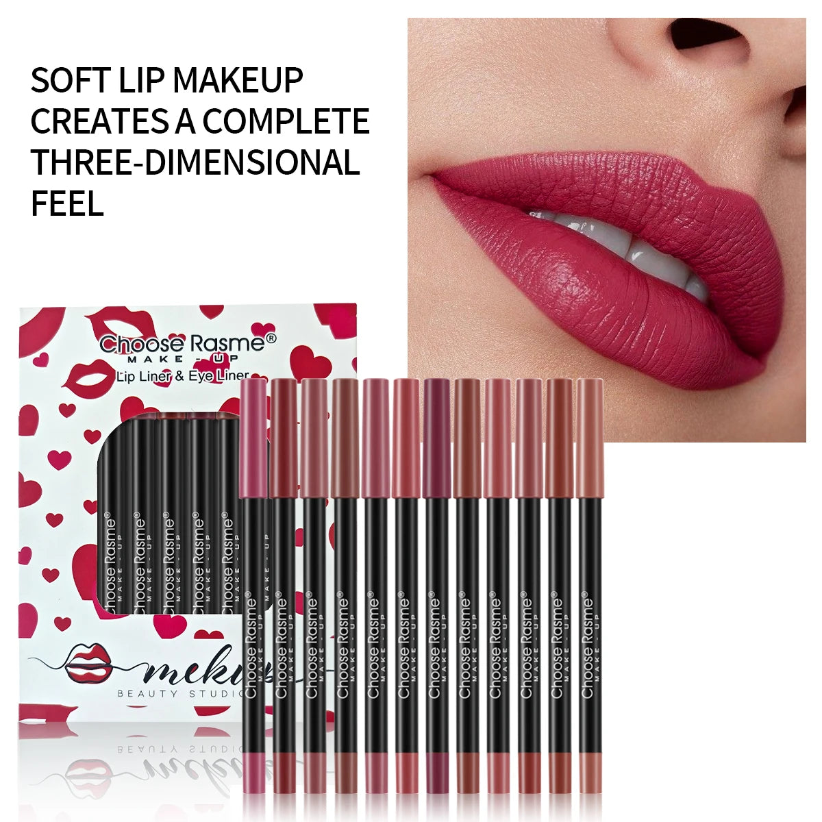 12-Piece Waterproof Matte Lip Liner Pencil Set - 6