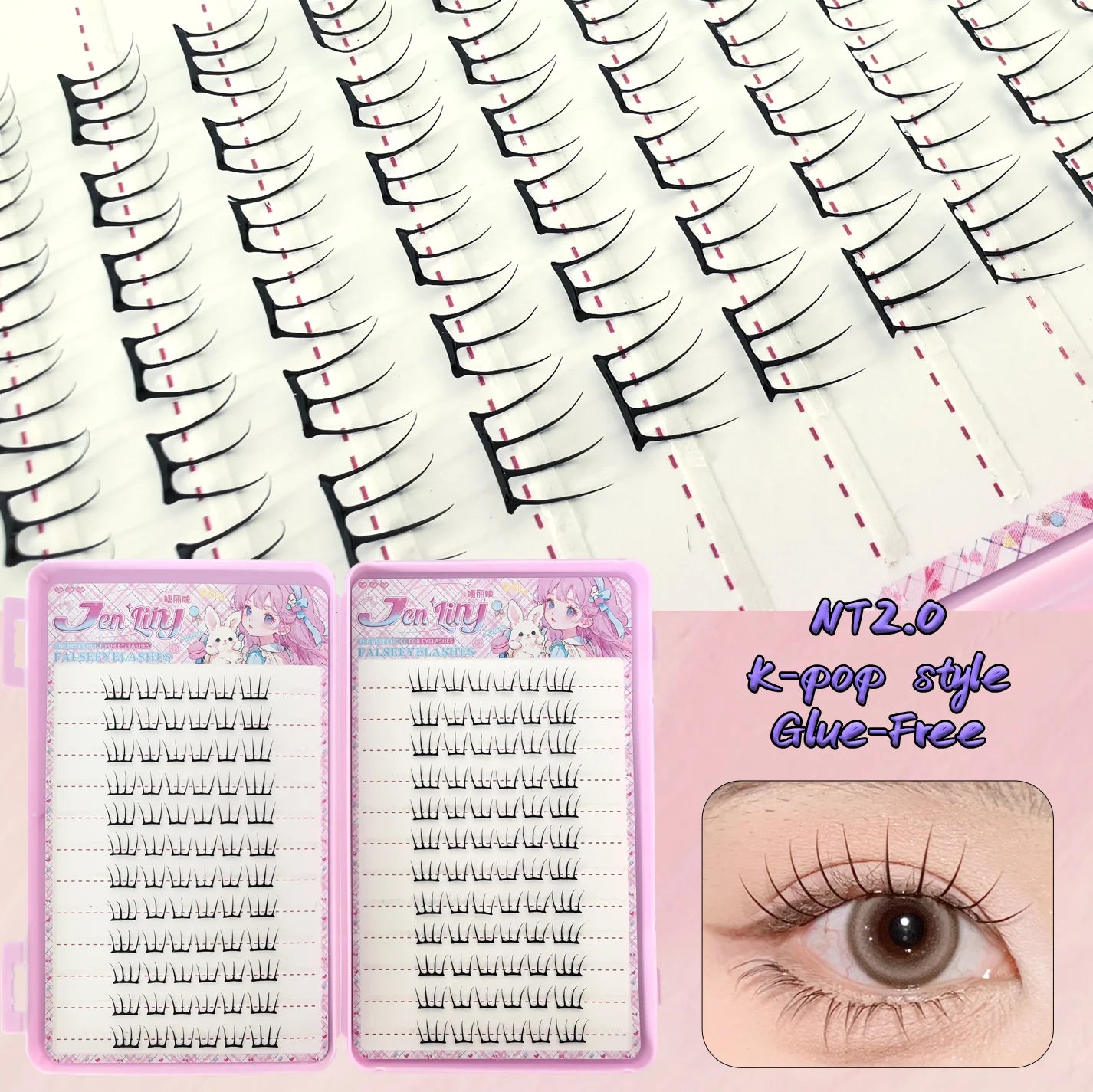 Self-Adhesive Cluster Eyelashes for Effortless Daily Makeup - 3