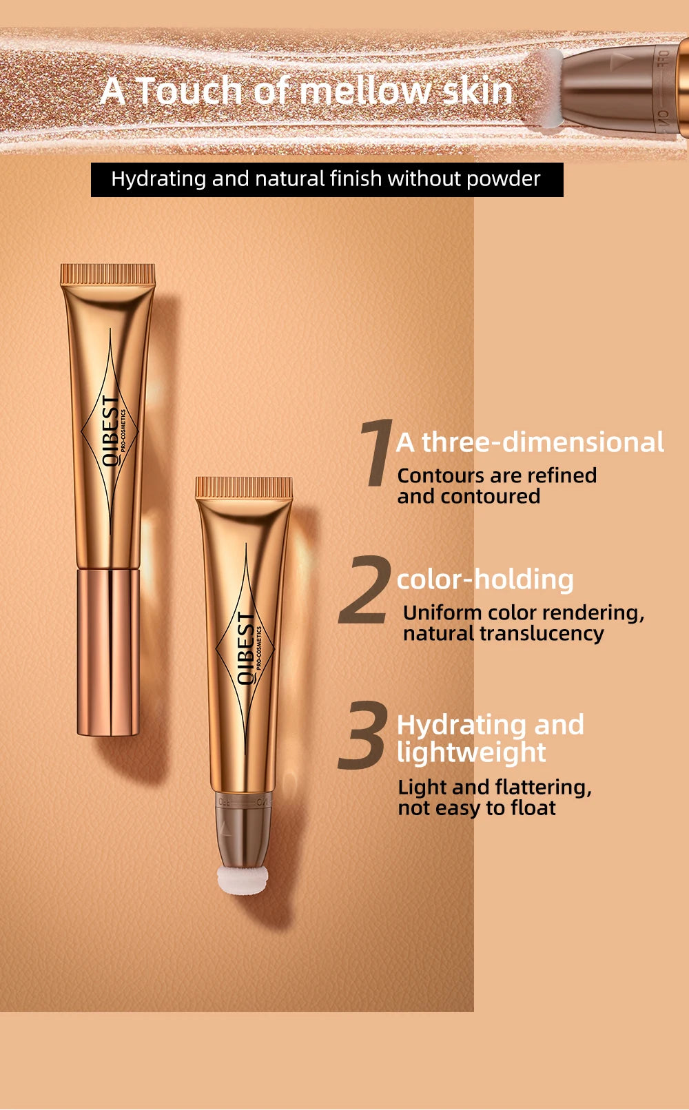 Liquid Contour, Blush and Highlighter Wand with Cushion Applicator - 10