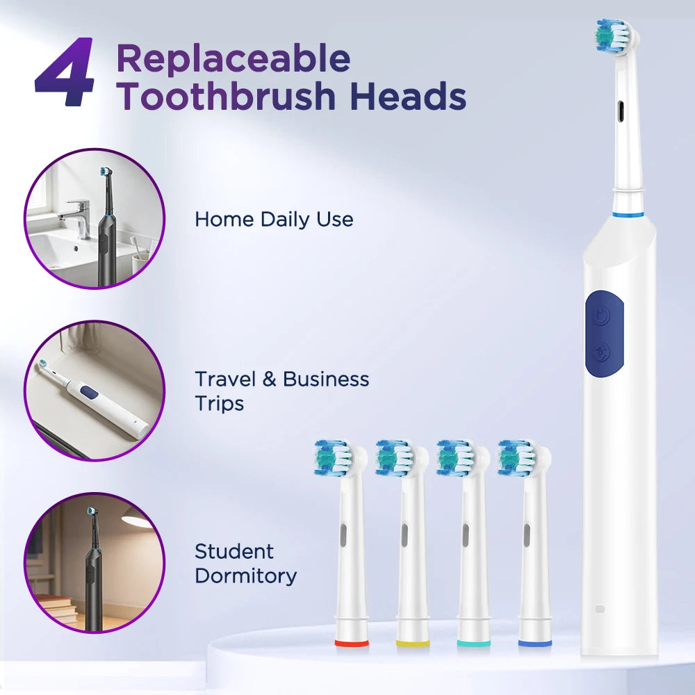 Rechargeable Rotary Electric Toothbrush with 4 Heads - 23