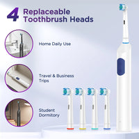 Rechargeable Rotary Electric Toothbrush with 4 Heads
