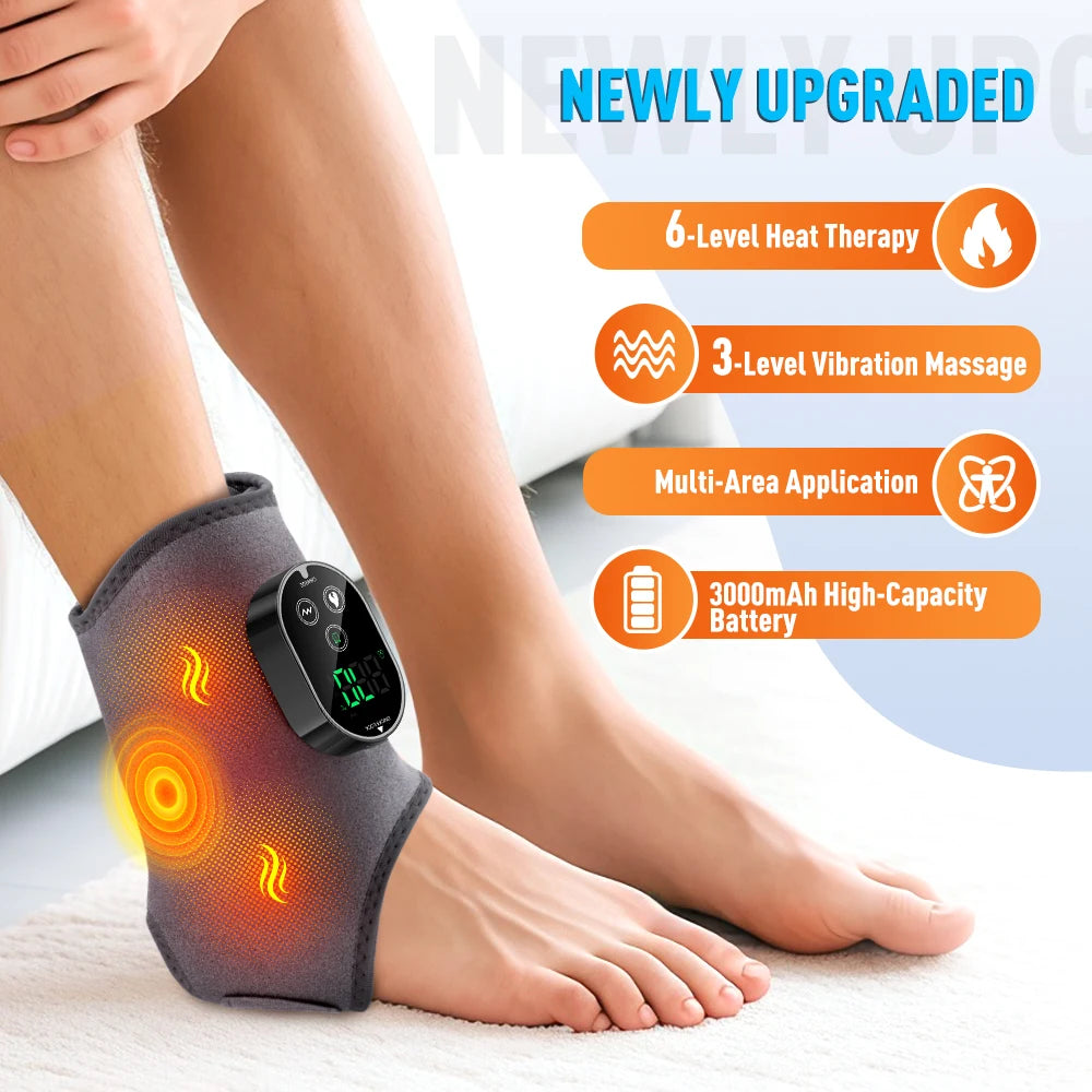 Heated Vibration Ankle Massager Brace for Pain Relief - 41