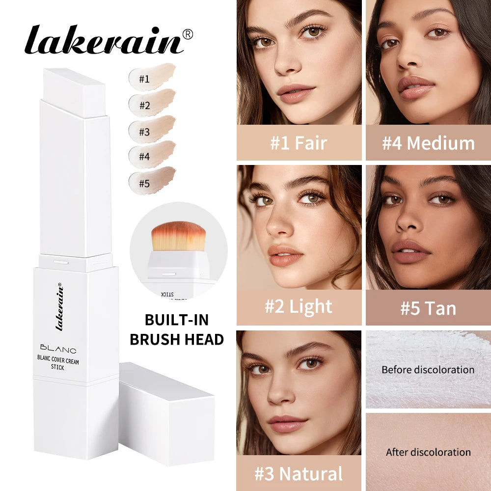 Dual-Ended Waterproof Foundation Concealer Stick with Built-in Brush - 1