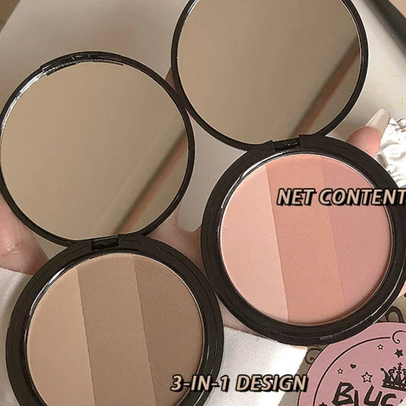 3-Color Matte Face Contouring Powder Palette - 4