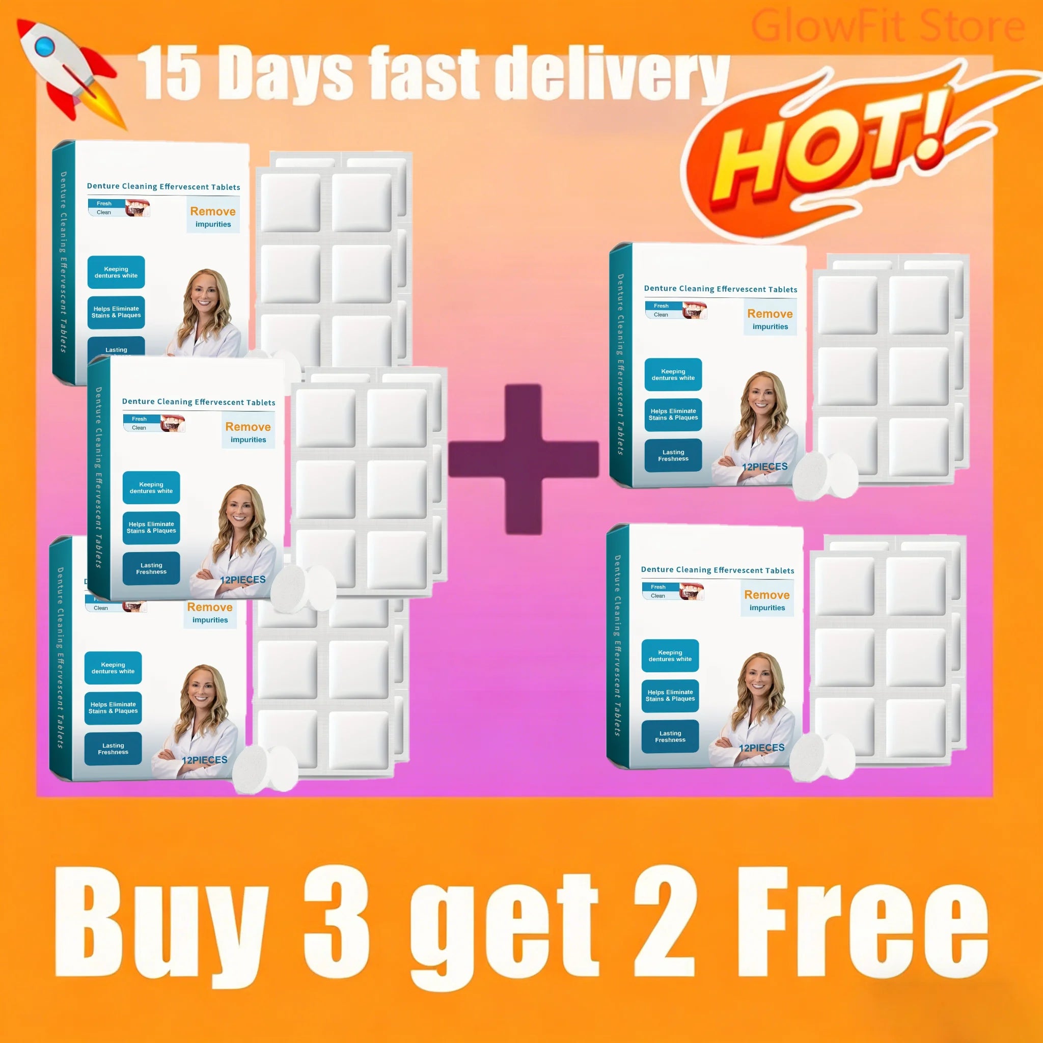 Effervescent Denture and Retainer Cleaning Tablets Kit - 9