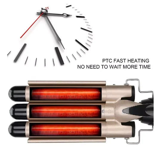 3-Barrel Professional Hair Waver for Beachy Waves - 9