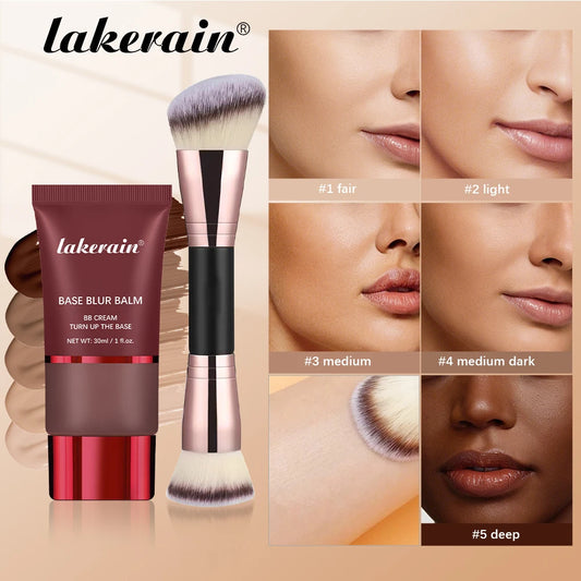 Matte Blur Foundation and Dual-Brush Makeup Set