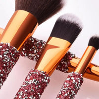 10-Piece Diamond Studded Professional Makeup Brush Set