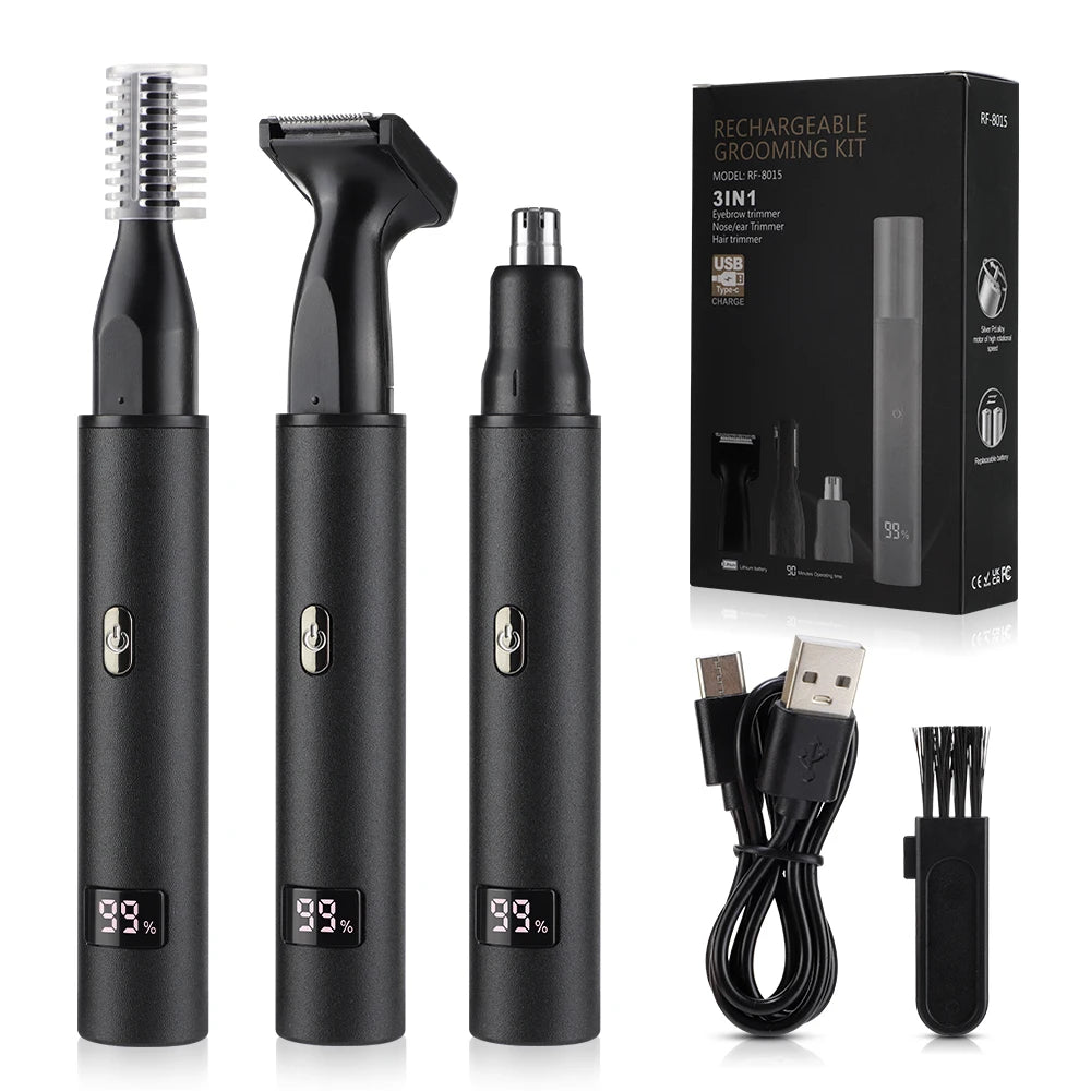 3-in-1 Electric Nose, Ear, and Eyebrow Trimmer Grooming Kit