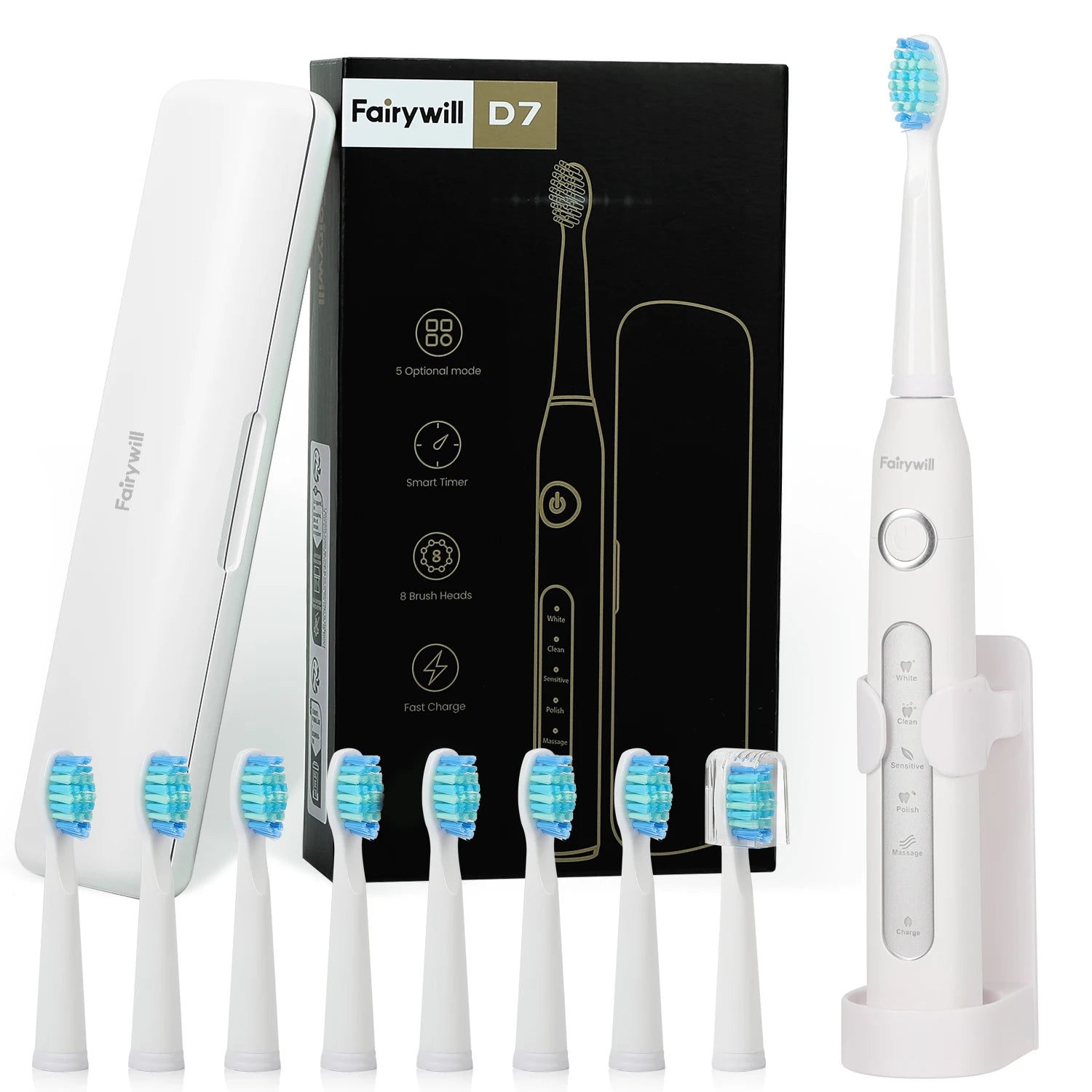 Sonic Electric Toothbrush with Travel Case and Replacement Heads - 18
