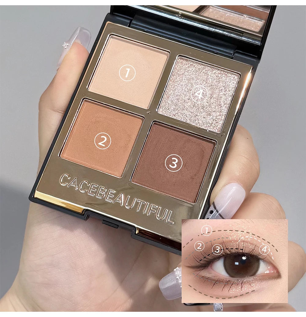 4-Color Versatile Eyeshadow Palette for Daily Makeup - 7