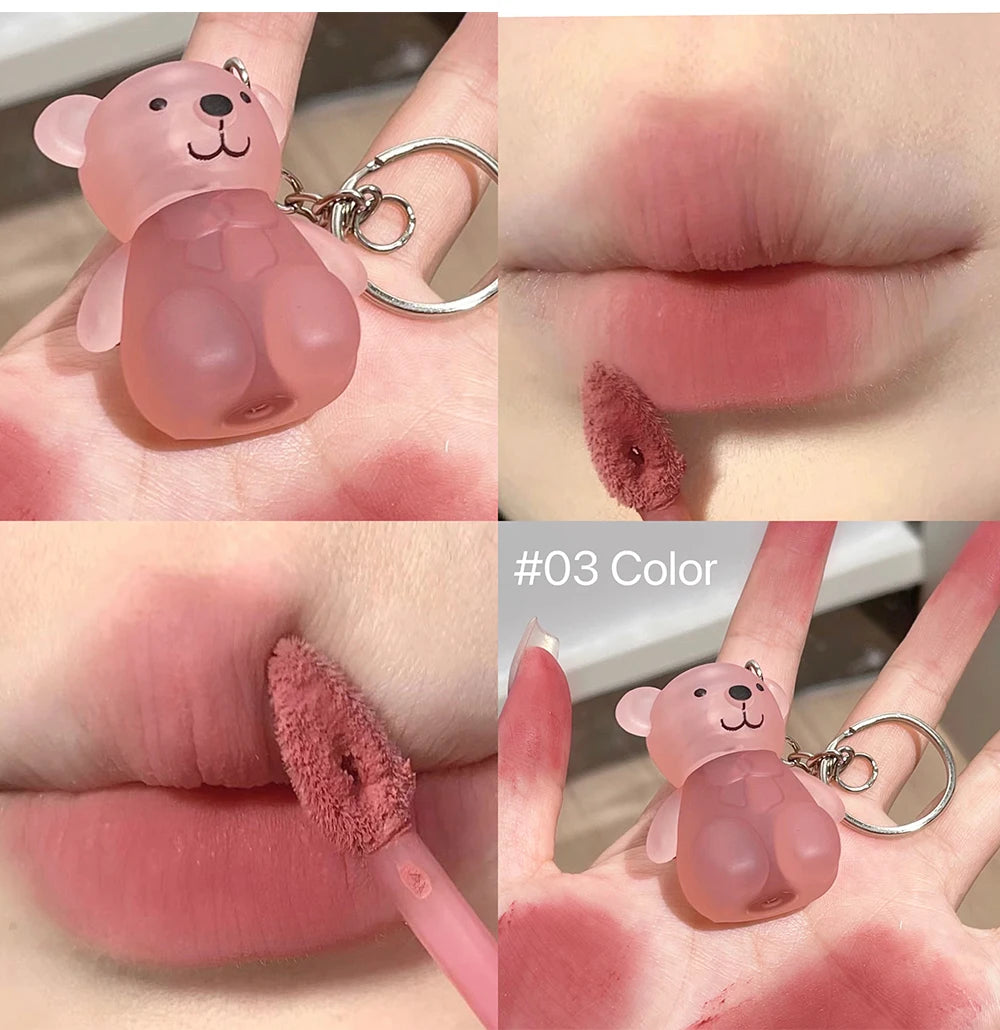 Portable Bear Keychain Velvet Matte Lip Mud - 14