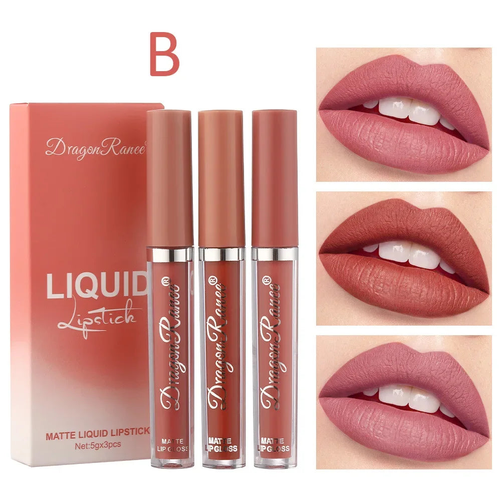 3-Piece Waterproof Matte Liquid Lipstick Set - 14