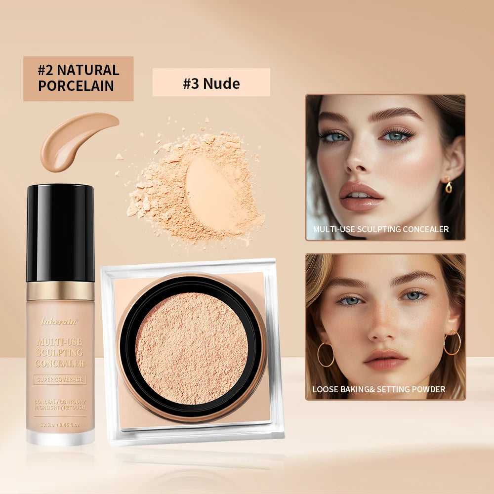 Matte Concealer and Setting Powder Makeup Set - 13