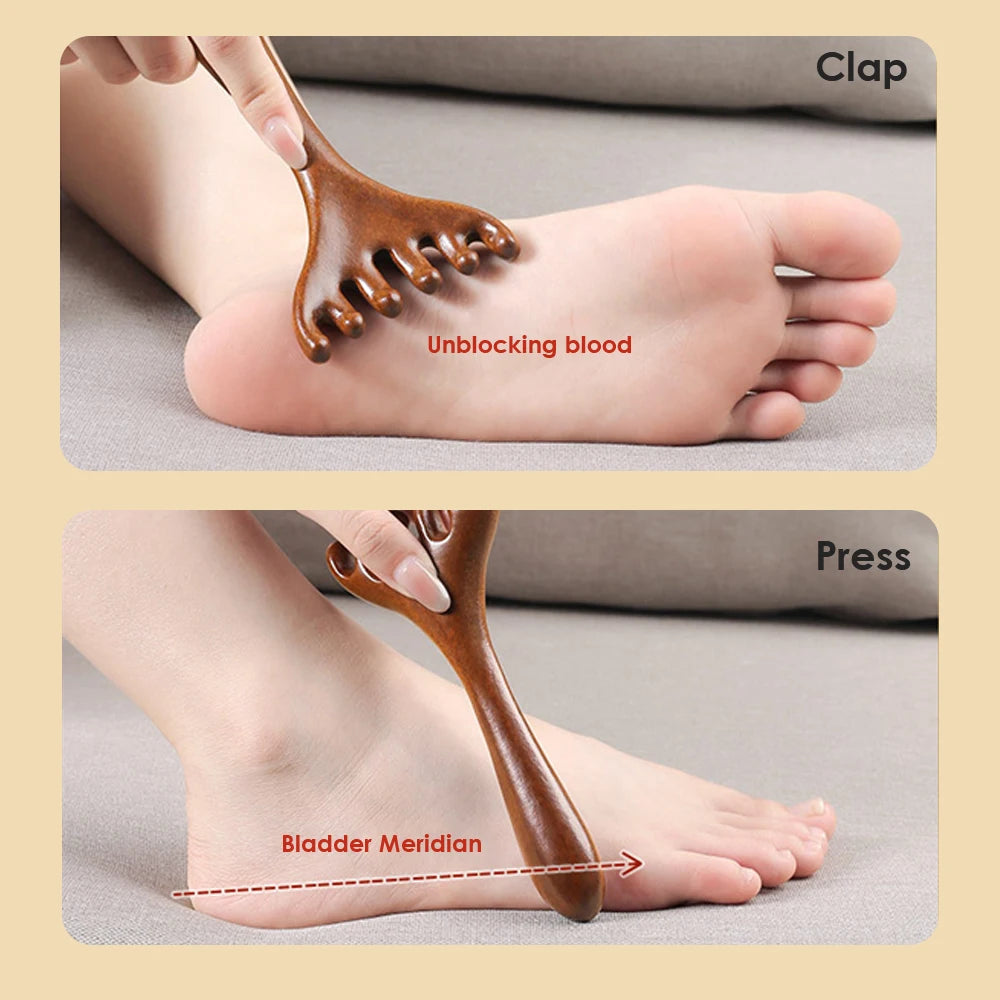 6-Claw Natural Sandalwood Scalp and Meridian Massage Comb - 11