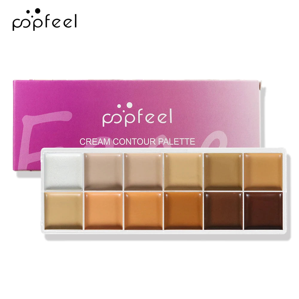 12-Color Professional Full Coverage Concealer Palette - 8