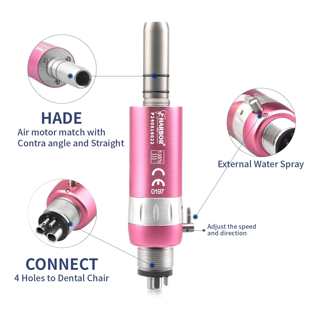 Professional Dental Handpiece Kit with LED and Water Spray - 4