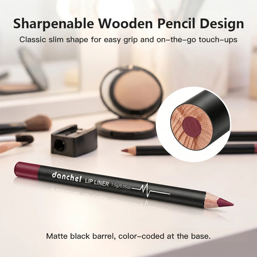 12-Piece Waterproof Long-Lasting Lip Liner Pencil Set - 9