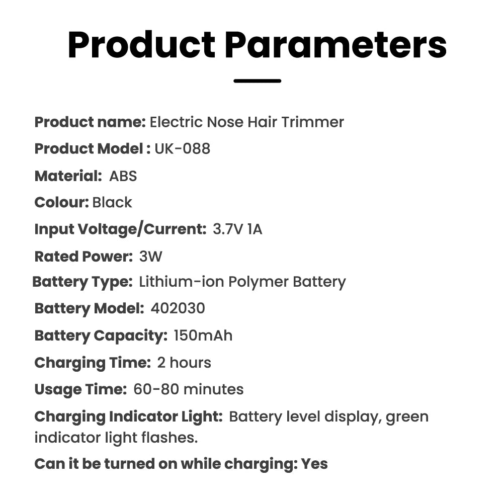 3-in-1 Rechargeable Electric Nose, Ear, and Eyebrow Trimmer Kit - 26