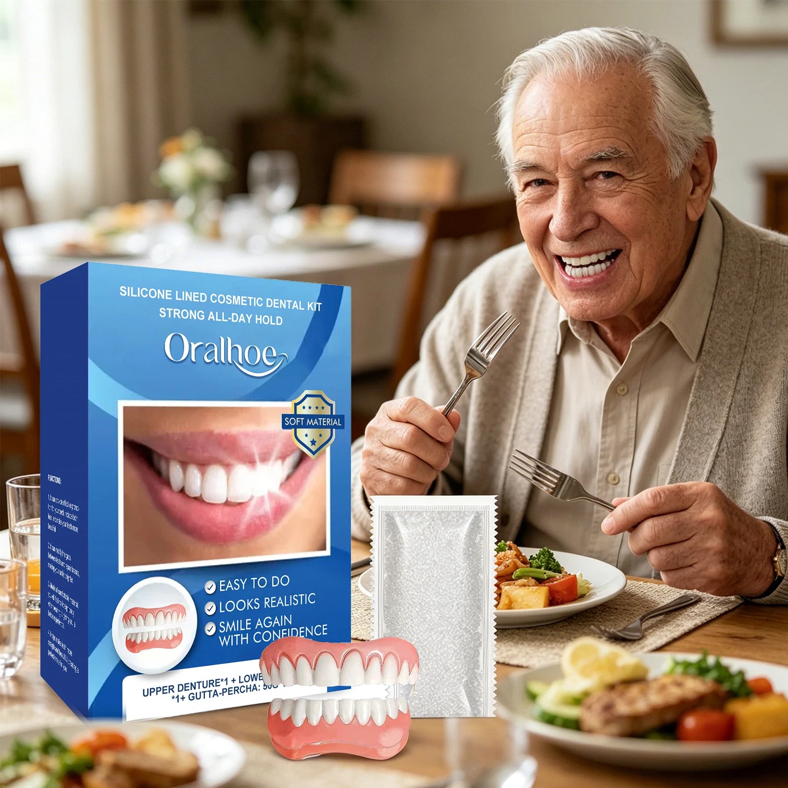 Instant Smile Cosmetic Dentures for Upper and Lower Teeth - 5