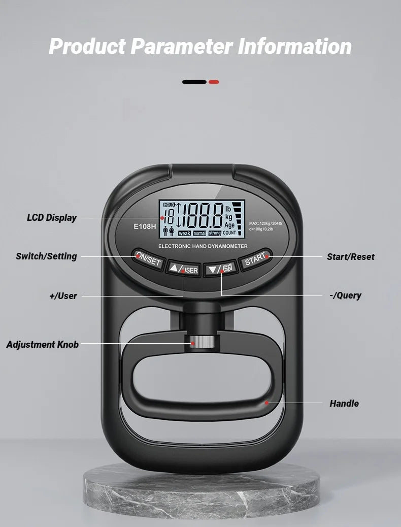 Digital Hand Grip Strength Meter and Dynamometer - 16