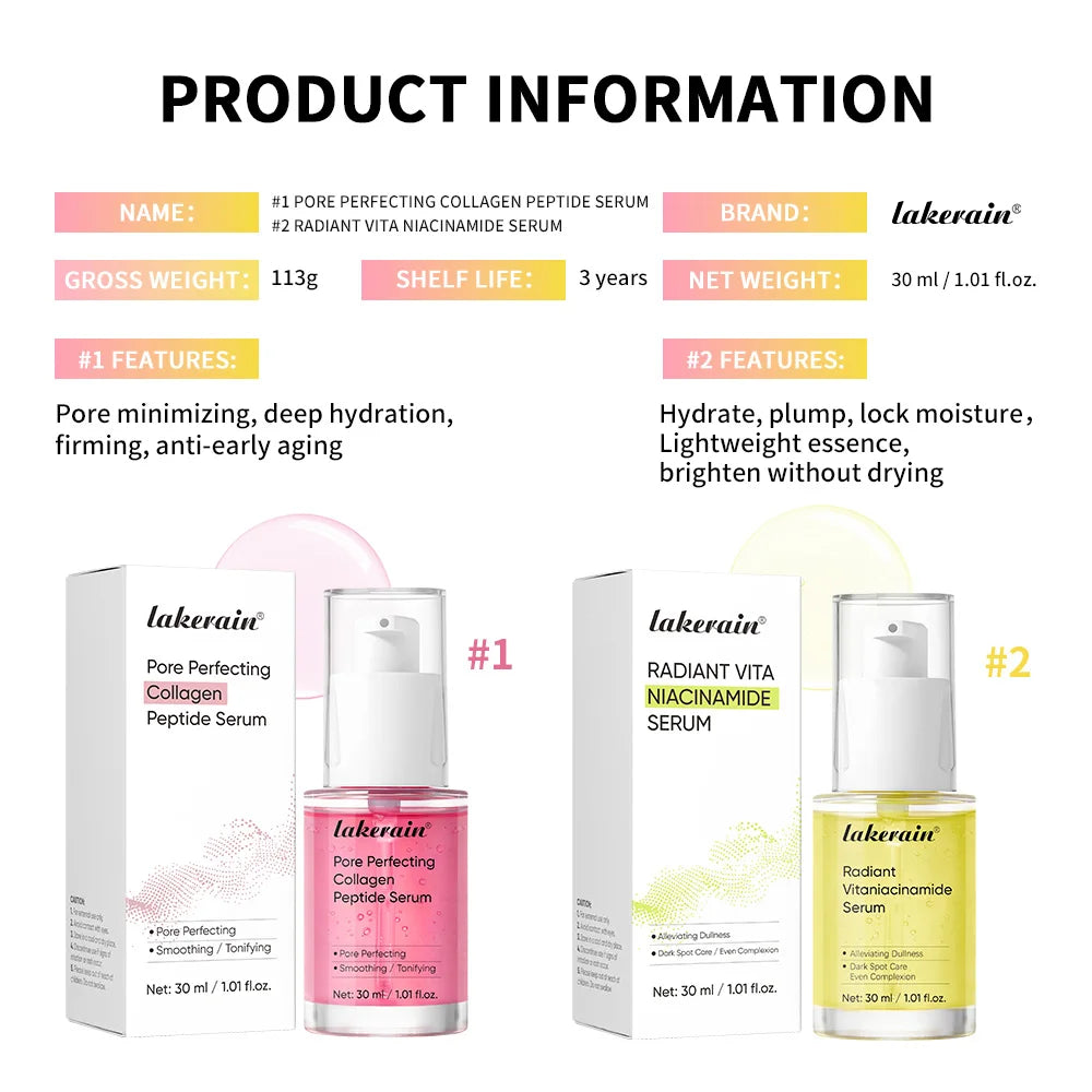Collagen Peptide & Niacinamide Face Serum Set - 4