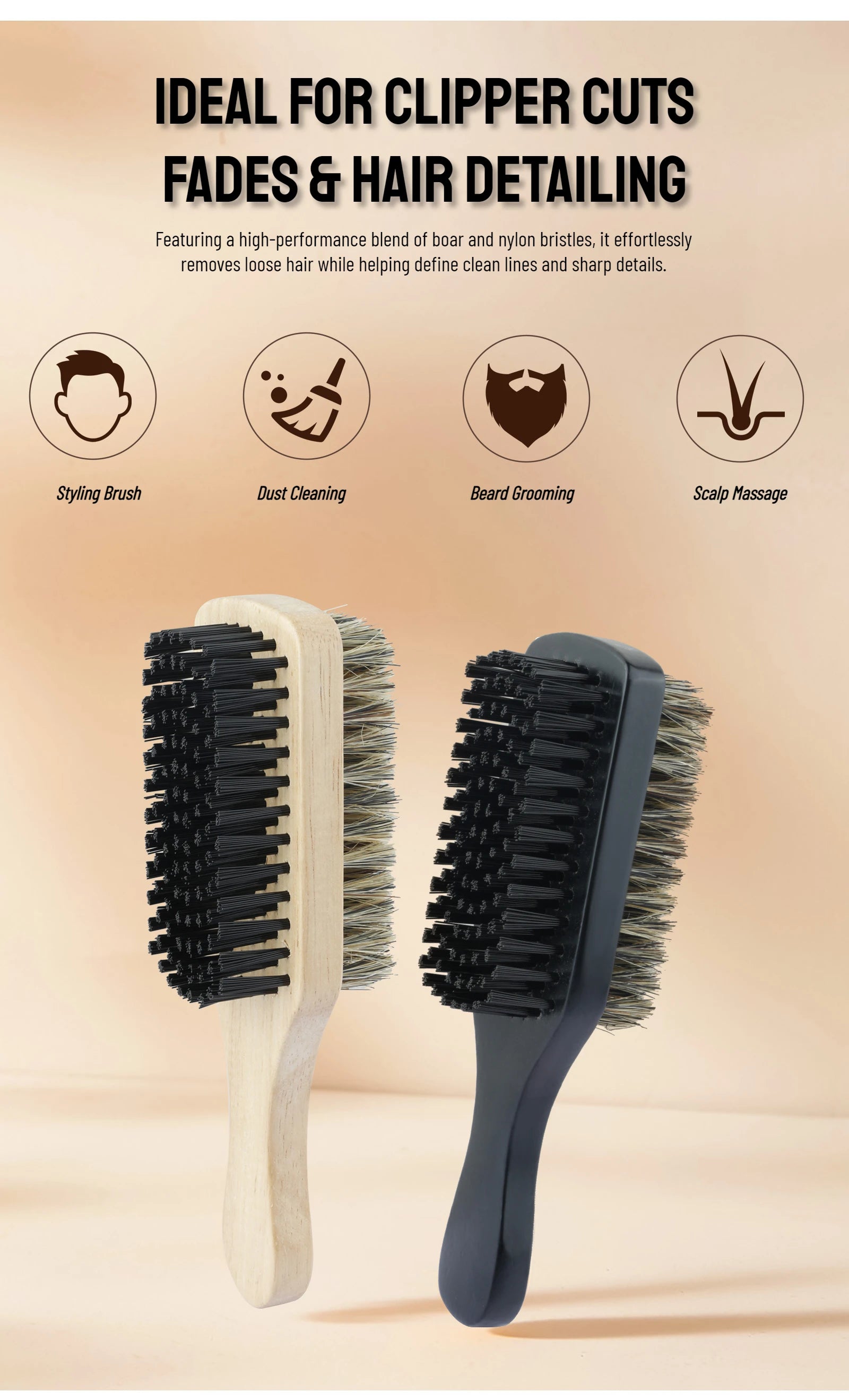 Dual-Sided Wooden Beard Grooming Brush for Styling - 10