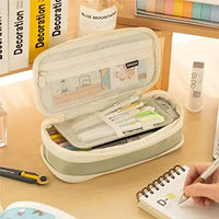 Large Capacity Double Layer Kawaii Pencil Case for Students