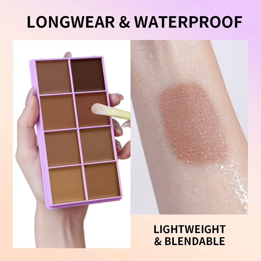 8-Shade Matte Cream Concealer Palette for Full Face Coverage - 14