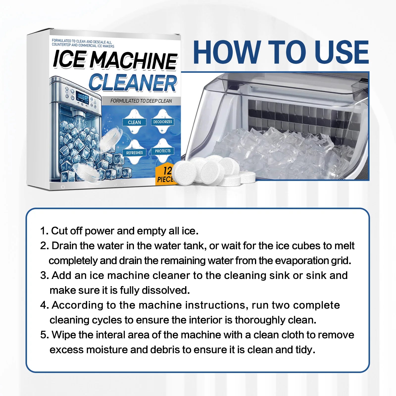 Ice Machine Descaler Tablets for Deep Cleaning - 10