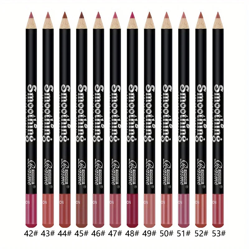 12-Color Waterproof Matte Lip Liner Pencil Set - 6