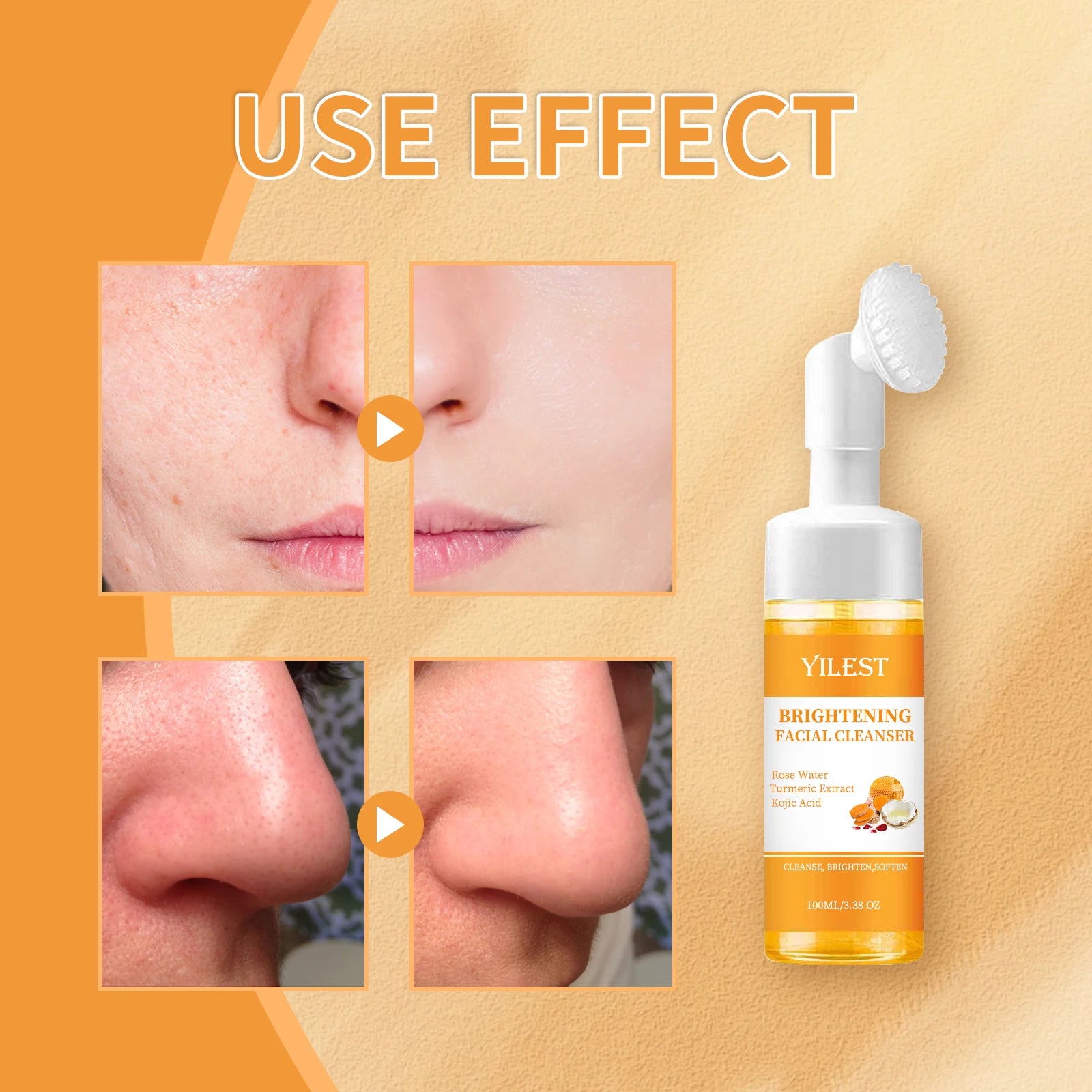 Brightening Turmeric Facial Cleanser with Exfoliating Brush - 5