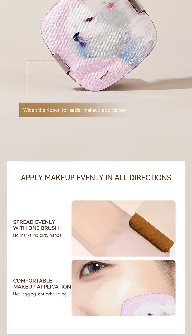 Portable Traceless Makeup Brush and Puff Case with Mirror - 12