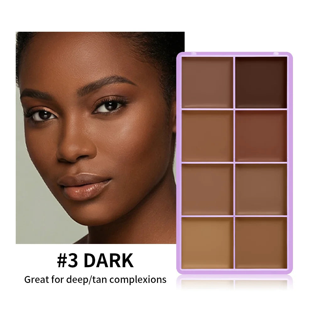 8-Shade Matte Cream Concealer Palette for Full Face Coverage - 21