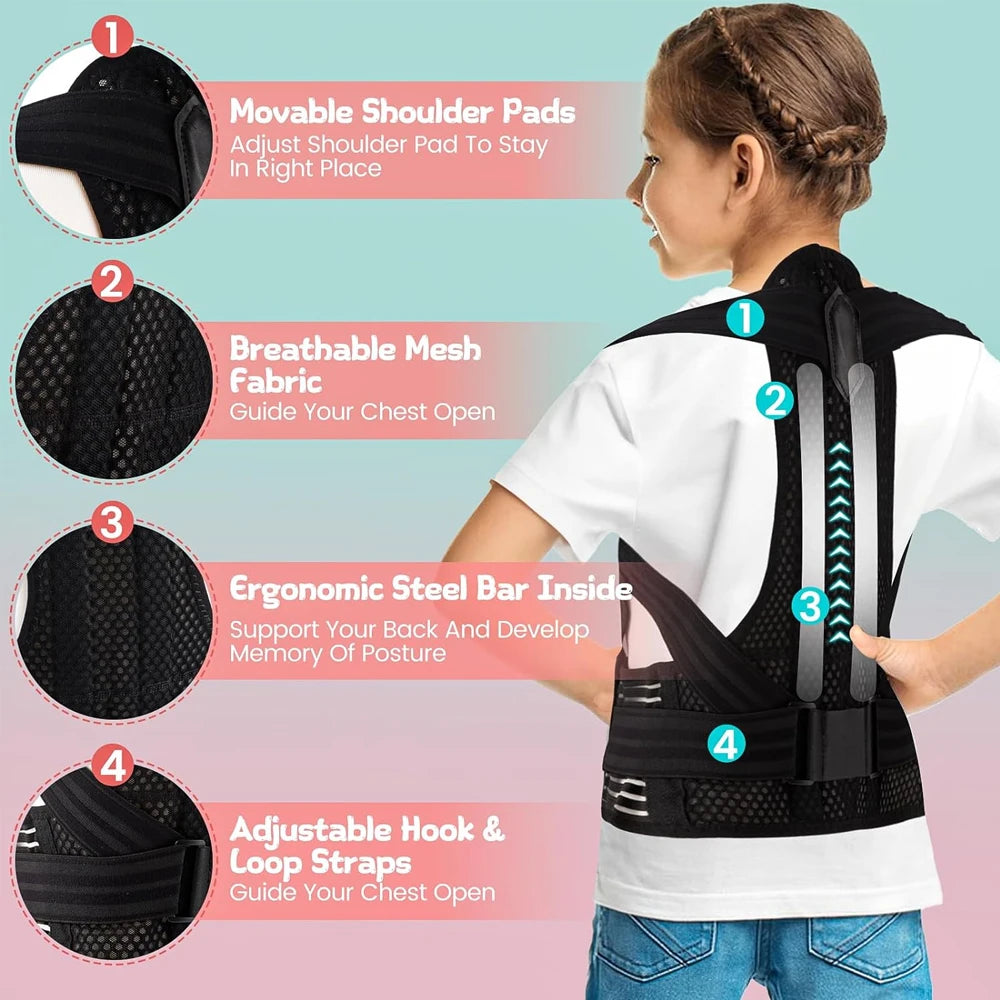 Adjustable Posture Corrector Brace for Kids and Teens - 9