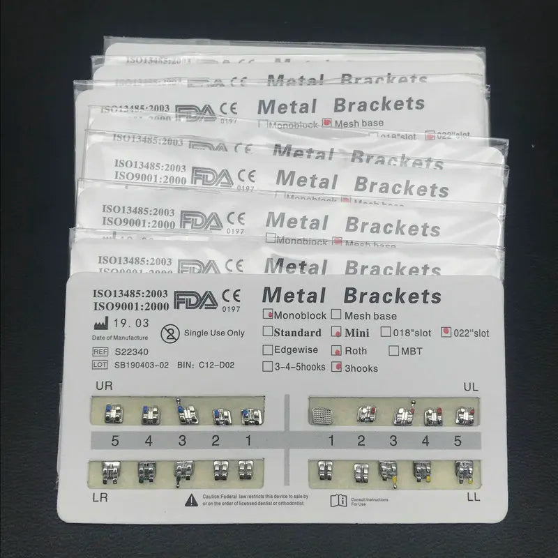 Professional Metal Orthodontic Dental Brackets Set - 12