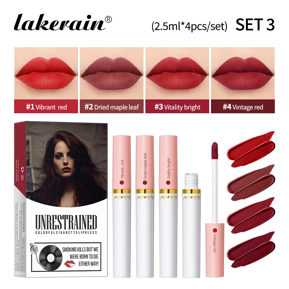 4-Piece Velvet Matte Lipstick Set - 22