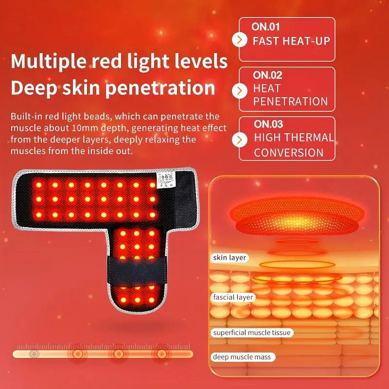 Heated Ankle Support Wrap with Red Light Therapy and Massage - 4