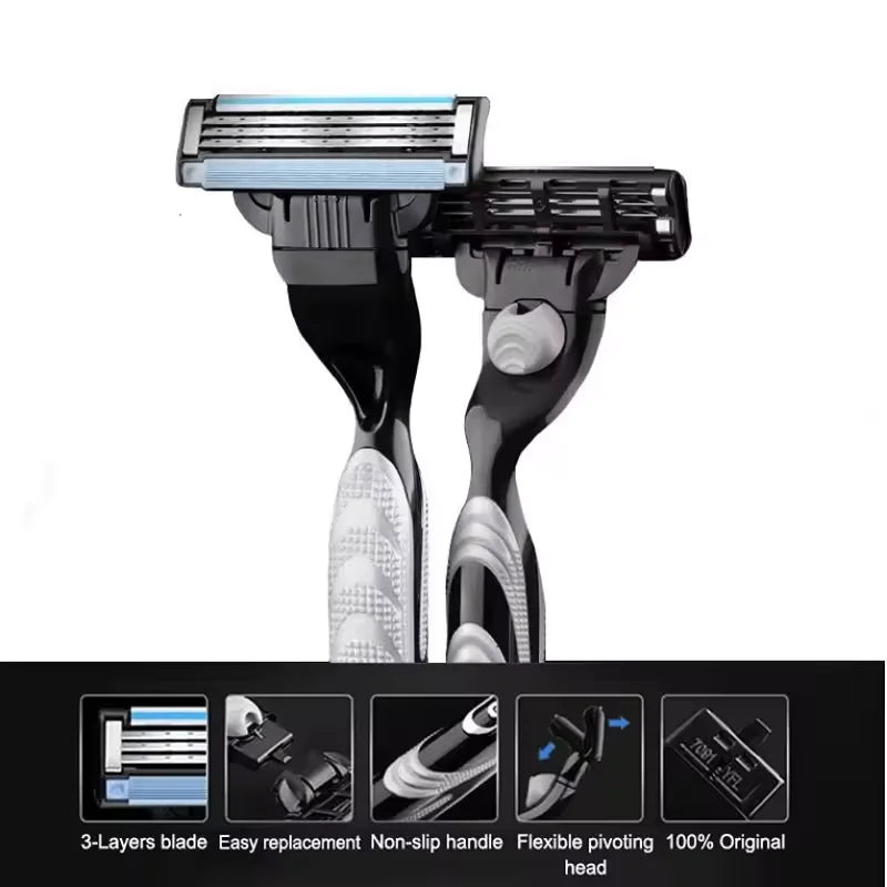 3-Blade Manual Razor for Smooth Precision Shaving - 5