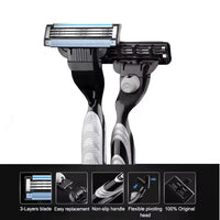 3-Blade Manual Razor for Smooth Precision Shaving